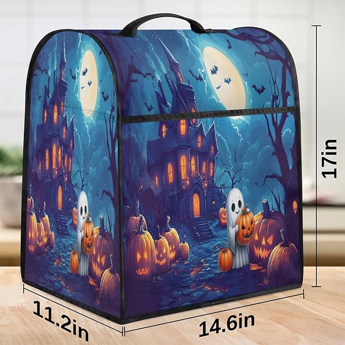 cfpolar Kitchen Aid Mixer Cover Compatible with 6-8 Quarts Halloween Ghosts Castle Pumpkin Stand Mixer Cover Kitchen Aid Mixers Accessories Appliance Organizer Bag Dust Covers with Zipper Pocket