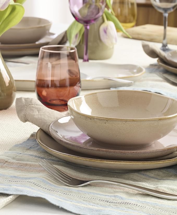 Oneida 897202 Organic Shades 12-Piece Dinnerware Set Service For 4 Unique Color May Vary Clay