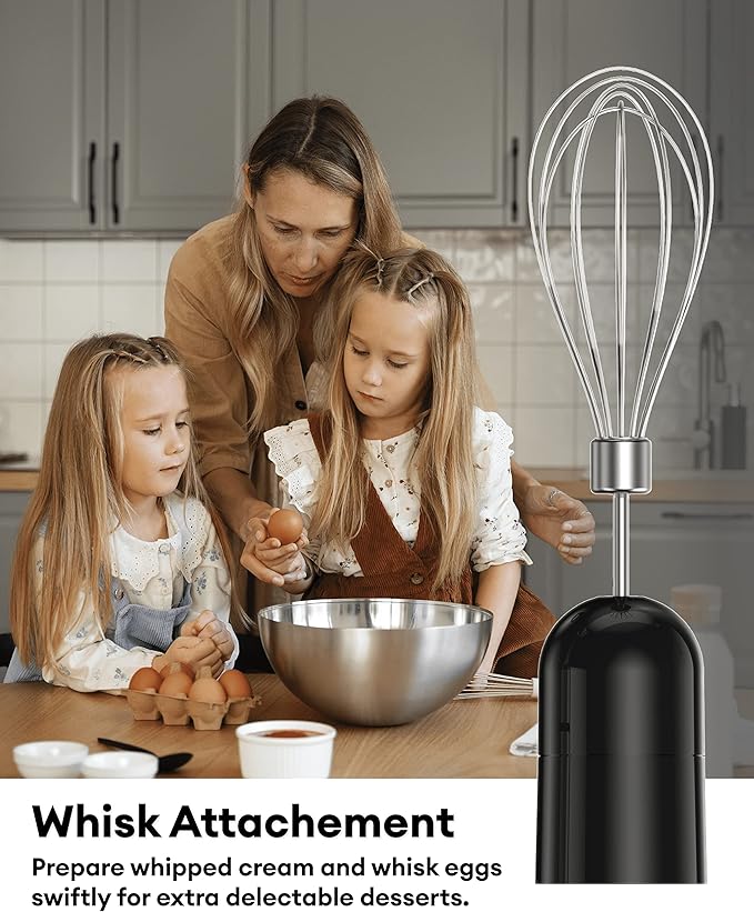 2023 Immersion Hand Blender 3-in-1 800W Turbo 12-Speed Stick Mixer with Titanium Stainless Steel Blades for Blending Pureeing Whisking &amp Frothing Black