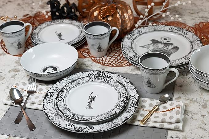 The Nightmare Before Christmas 16-Piece Dinnerware Set | Ceramic Dish Set White