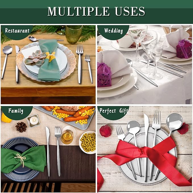 40-Piece Silverware Set for 8 CEKEE Stainless Steel Flatware Cutlery Set Included Knife Spoon and Fork Kitchen Utensils Set for Home Hotel Wedding Restaurant - Mirror Polished &amp Dishwasher Safe