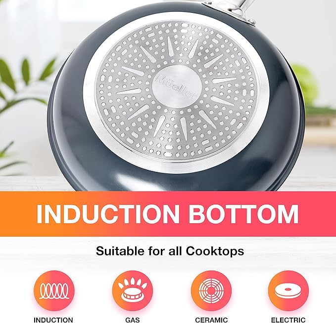 Mueller Sapphire UltraClad Kitchen Induction Pots and Pans Set Nonstick Induction Cookware Sets -24pc for Cooking Kitchen Cookware Sets Frying Pans