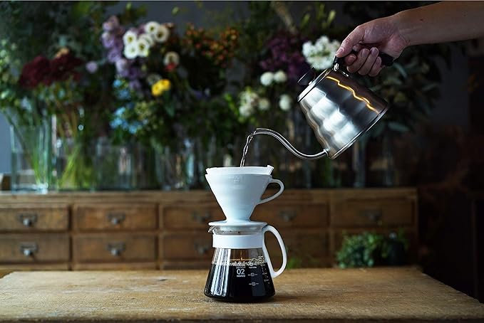 Hario V60 Ceramic Pour Over Coffee Set Size 02 White