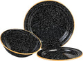 Granite Ware 3-Piece Camping Bowl &amp Plate Set for Outdoors Speckled Black - Durable Steel Dinnerware for Outdoor Dining Backyard Living Travel Meals - Unbreakable &amp Reusable for Dinner/Dess