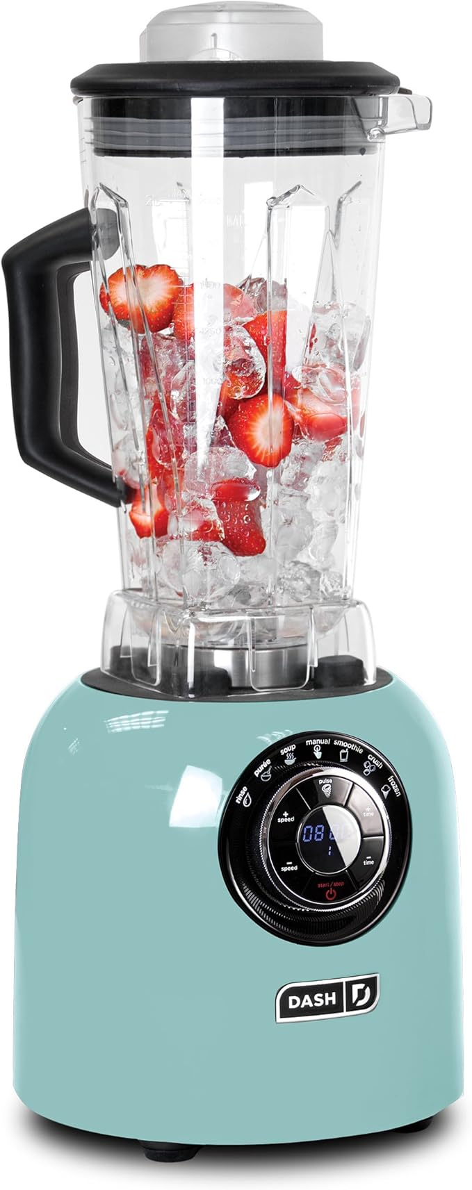 Dash Chef Series 64 oz Blender with Stainless Steel Blades + Digital Display for Coffee Drinks Frozen Cocktails Smoothies Soup Fondue &amp More 1400-Watt - Aqua