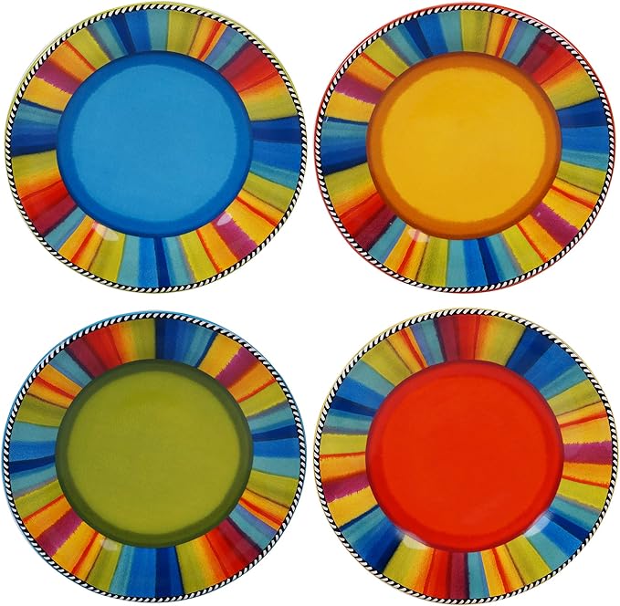 Sierra 16-Piece Ceramic Dinnerware Set: Service for 4 Includes Dinner Plates Salad Plates Mugs and Ice Cream Bowls - Great for Everyday Meals Entertaining and Vibrant Table Settings