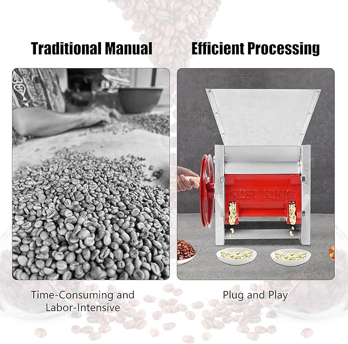 Coffee Bean Roaster Machine Fresh Coffee Bean Peeling Machine Semi-Automatic &amp Manual Beans Shelling Machine with Handle 304 Stainless Double Discharge Ports for Shops Farms Homes Use