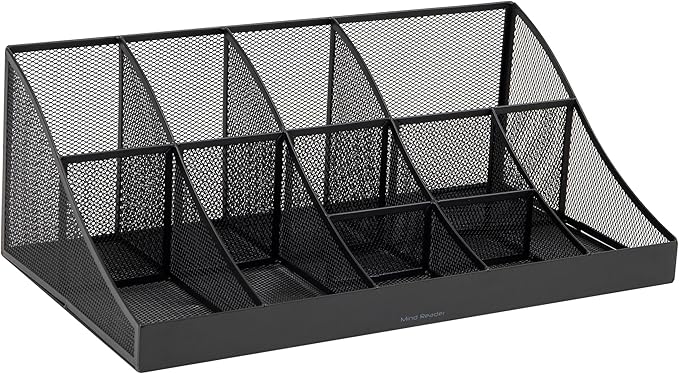 Mind Reader Countertop Organizer 2-Tier Office Breakroom Supply Caddy Metal Mesh Black