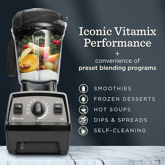 Vitamix Propel Series 750 Blender with Four Blending Programs Self-Cleaning Program Professional-Grade Blender for Smoothies Soups and More Stainless-Steel Blades 64 Oz Container White