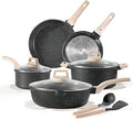 CAROTE 14Pcs Pots and Pans Set Non Stick Cookware Sets Induction Cookware Granite Cooking Set with Frying Pans Saucepans Saute Pan Extra Large Casserole