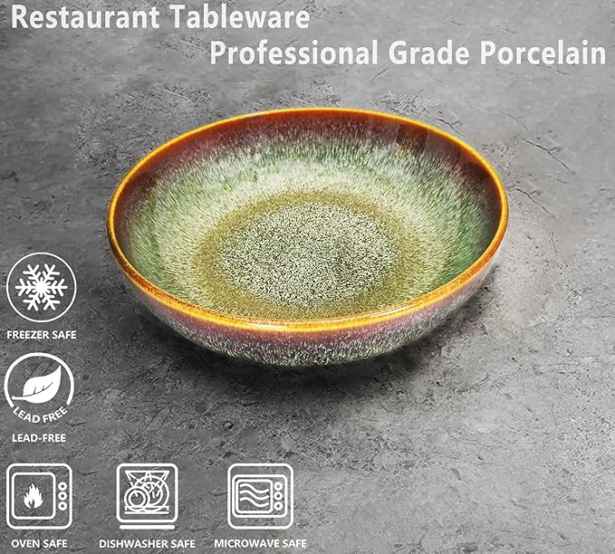 Large Pasta Bowls 56 Oz soup bowl soup plate Set of 2 Serving Salad Dinner deep Plate/Wide Bowl Microwave Oven Dishwasher Safe Kitchen Dinnerware Modern Porcelain Dishes 10 inch