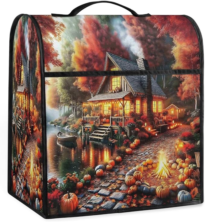 cfpolar Kitchen Aid Mixer Cover Compatible with 6-8 Quarts Autumn Pumpkin Castle Stand Mixer Cover Kitchen Aid Mixers Accessories Appliance Organizer Bag Dust Covers with Zipper Pocket