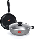 SUMEET Aluminium NonStick Kumush Cookware Set (Silver Kadhai with Glass Lid -2Ltr - 22Cm Tapper pan - 0.6Ltr - 20Cm Dia)