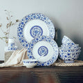 Dinnerware Set Plates and Bowls Sets 26 Pieces Blue And White Porcelain Dinnerware Set | Box Steak Plate Cereal Bowl And Soup Bowl For Wedding