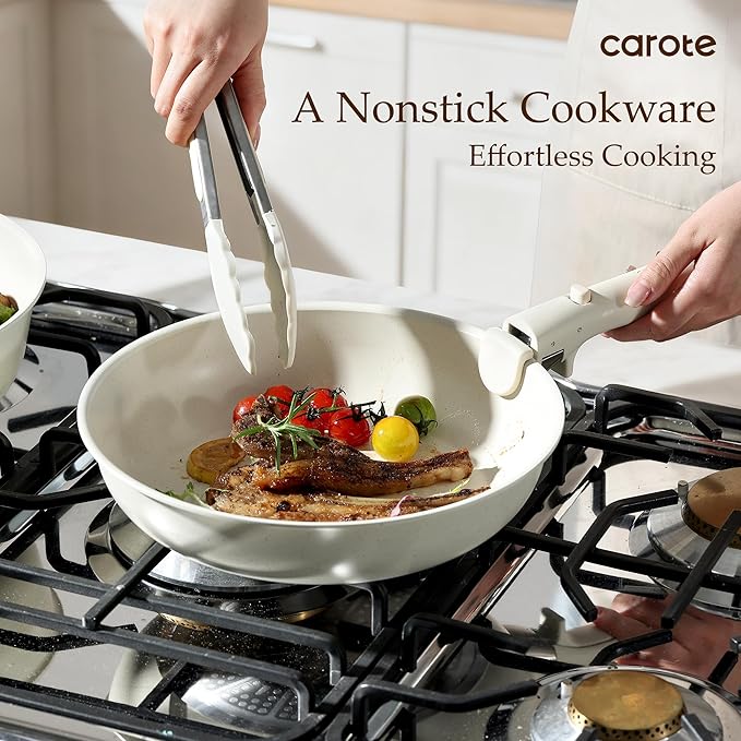 CAROTE 19pcs Pots and Pans Set Nonstick Cookware Set Detachable Handle Induction Kitchen Cookware Sets Non Stick with Removable Handle RV Cookware Set Oven Safe