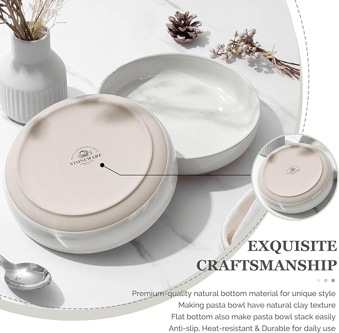 HaWare Dinnerware Sets 24-Piece Stoneware Plates and Bowls Set for 6 Ceramic Dish Set for Home Restaurant Chip and Scratch Resistant Microwave and Dishwasher Safe Speckled Milky White