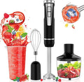 Cordless Immersion Blender Handheld: 4-in-1 Cordless Hand Blender with 500ml Chopper 600ml Beaker Egg Whisk 8 Speeds Hand Stick with USB Rechargeable for Smoothies Baby Food Soup (Black)
