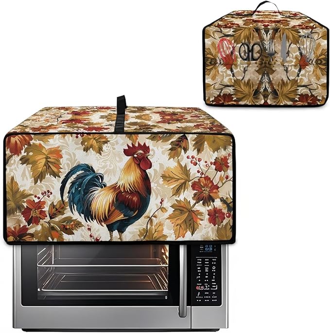 Doojoayie Kitchen Toaster Dust Cover Compatible with 4 Slice Toaster Dust Protection Cover Rooster Print Kitchen Decoration Small Appliance Protector Rooster Print