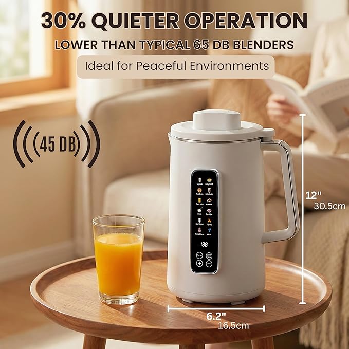40oz Nut Milk Maker 12-in-1 Automatic Soy Milk Machine with 10 Blades &amp IMD Display Plant-Based Milk Maker for Almond Oat Soy &amp Juices Self-Cleaning Delay Start Keep Warm &amp Boil