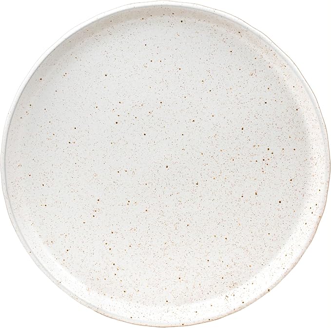 Sango 16-Piece Boho Farmhouse Stoneware Dinnerware Set for 4 Semi-Matte White Plates and Bowls Sets with Rustic Speckled Glaze Ceramic Dish Set Modern Dishes Microwave &amp Dishwasher Safe Kaya
