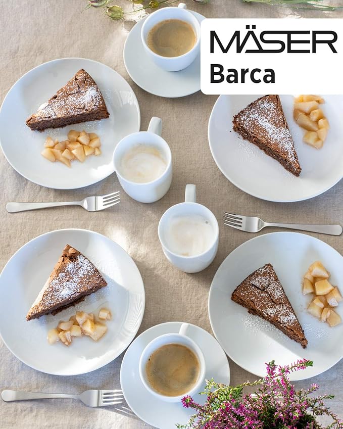 MÄSER Barca Series 12 Piece Dinnerware Set White Porcelain Crockery for 6 People