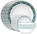 Corelle Vitrelle 18 Piece Glass Dinnerware Sets Service for 6 Triple Layer Chip &amp Crack Resistant Glass Plate and Bowl Sets Penelope