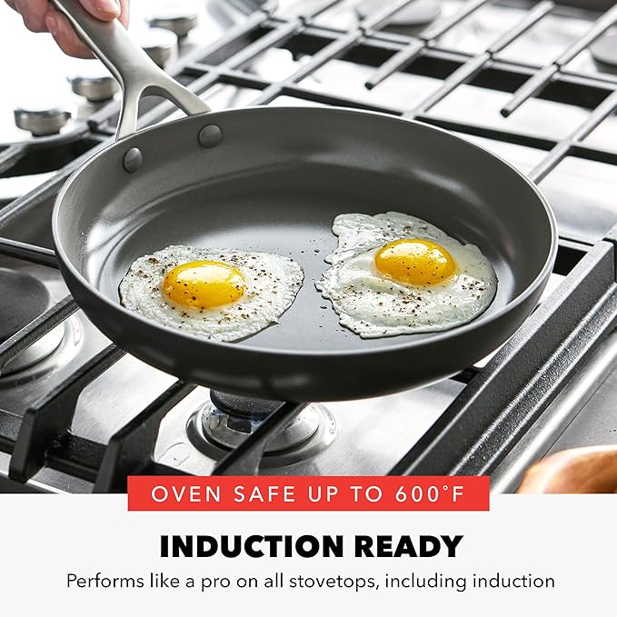 GreenPan x Bobby Flay 10” &amp 12” Hard Anodized Ceramic Nonstick Frying Pan Set PFAS-Free Induction Compatible Skillets Oven &amp Broiler Safe to 600˚F Dishwasher Safe Black