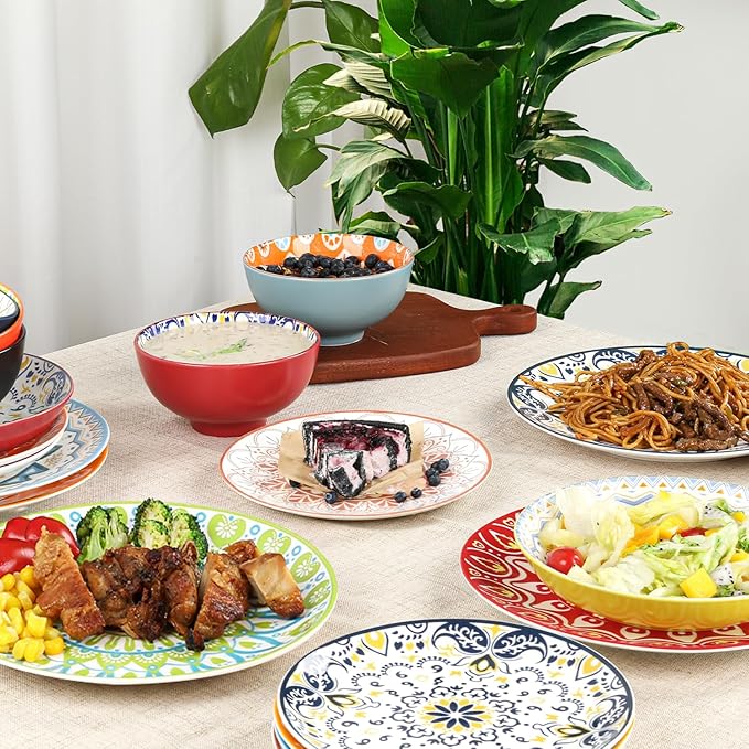 HAPPY KlT Ceramic Dinner Plates Set of 6 10.5 Dessert Dish Set Microwave Oven&ampDishwasher Safe Porcelain Dinnerware Kitchen Serving Dishes