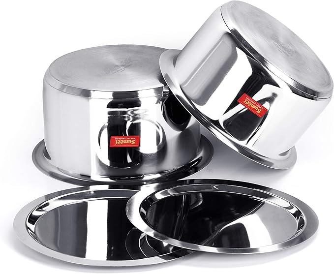 Sumeet Stainless Steel Tope Set 5 L 6 L 2 Piece (Steel) 1 Liter