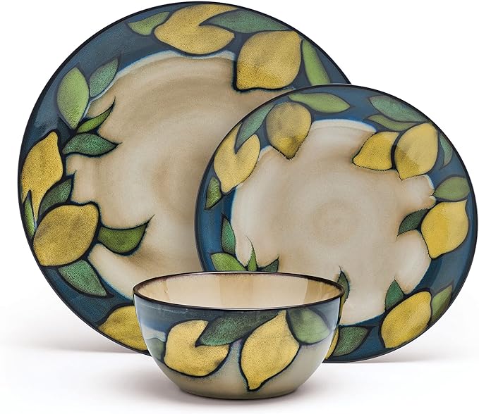 Pfaltzgraff Painted Lemons 12 Piece Dinnerware Set Service for 4