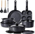 GiPP Ceramic Pots and Pans Set Non Stick Nonstick Detachable Handle Cookware Sets Healthy Non Toxic PFAS PFOA &amp PTFE Free Dishwasher ＆Oven Safe Induction Kitchen Pot and Pan 21 Piece Grey
