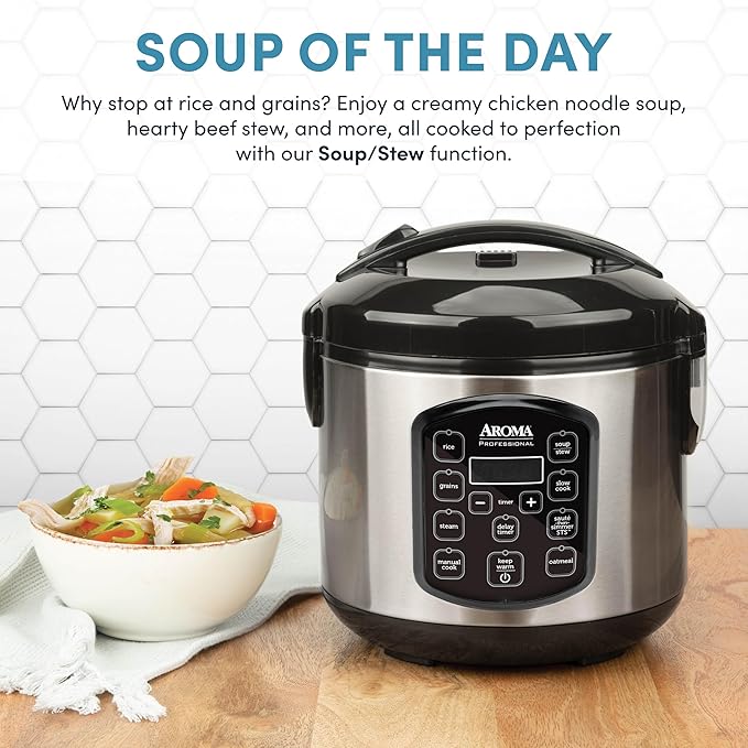 AROMA® Professional 8-Cup (Cooked) / 2Qt. Digital Rice &amp Grain Multicooker ARC-984SBD