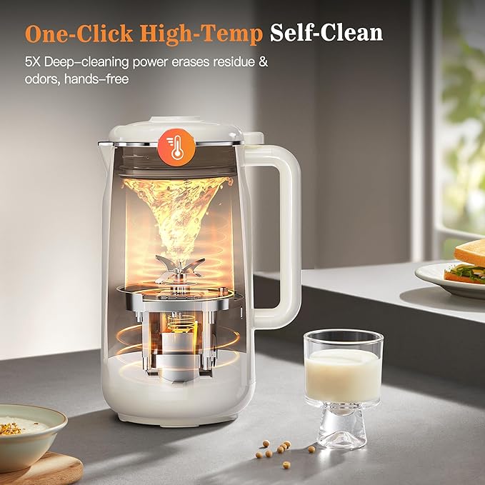 10 in 1 Nut Milk Maker Machine 42oz IMD Screen Almond Milk Maker Soy Milk Maker with Self-Cleaning Delay Start Keep Warm Boil Water Automatic Plant-Based Milk Blender for Soybean Oat Coconut