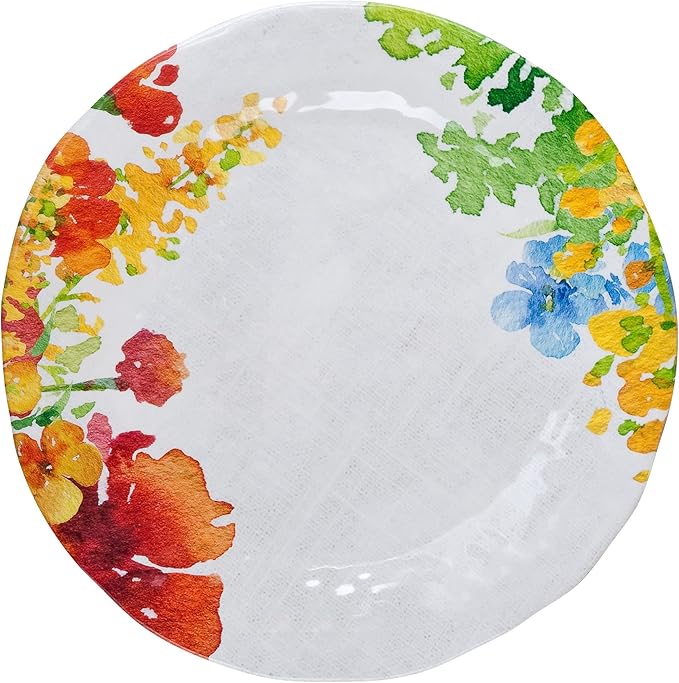 UPware 12 Piece Floral Melamine Dinnerware Sets Outdoor Dishes Set Plates and Bowls Sets Service for 4 Multicolor