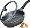 Vinchef New Handle Update 11In/5Qt Aluminum Nonstick Deep Frying Pan with Lid and Heat Indicator Anti Scratch and Anti Stain Deep Saute Pan Induction Compatible
