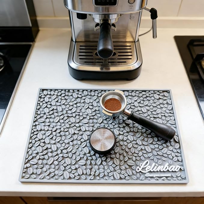 Coffee Machine Mat for Countertops Waterproof Dish Drying Mat for Kitchen Bars Restaurant 18X12in 1cm Thick Coffee Mat Bar Decor Espresso Mat Non-Slip Drip Tray Mat(Gray18x12)