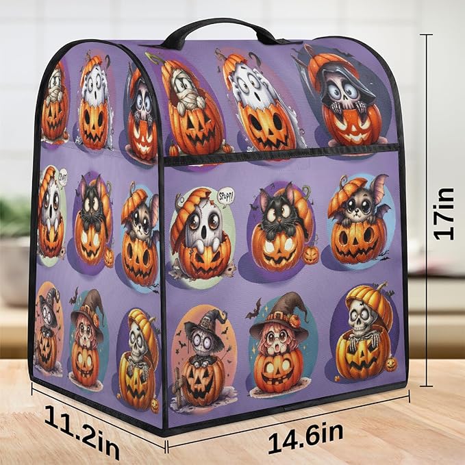 cfpolar Kitchen Aid Mixer Cover Compatible with 6-8 Quarts Halloween Ghost Monster Skull Pumpkin Stand Mixer Cover Kitchen Aid Mixers Accessories Appliance Organizer Bag Dust Covers with Zipper Pocket