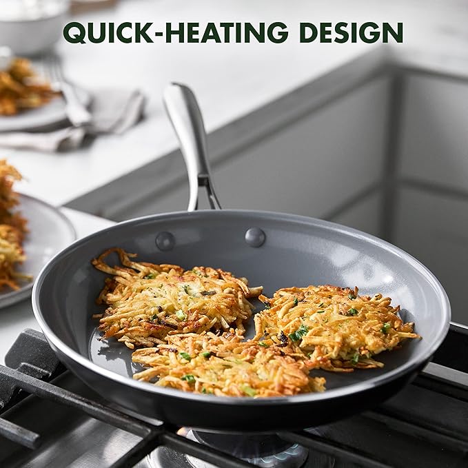 GreenPan Swift Healthy Ceramic Nonstick 12 Piece Cookware Set with 12 Frying Pan and Skillet
