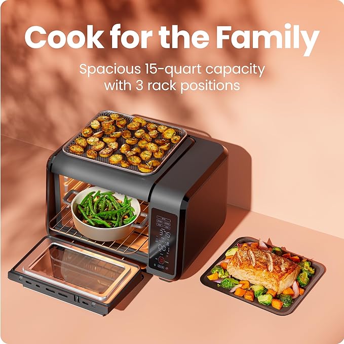 Chefman Air Fryer Toaster Oven Combo Countertop Oven for Quick &amp Healthy Meals Bake Broil Air Fry Toast and Bagel Functions 450°F Max Temp 4 Slice Toaster Oven Air Fryer Combo
