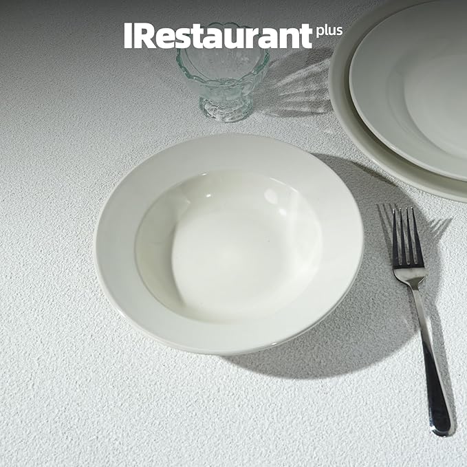 Stoneware Wide Rim Commercial Grade Dinnerware America White Pasta Bowl 16oz Case of 12