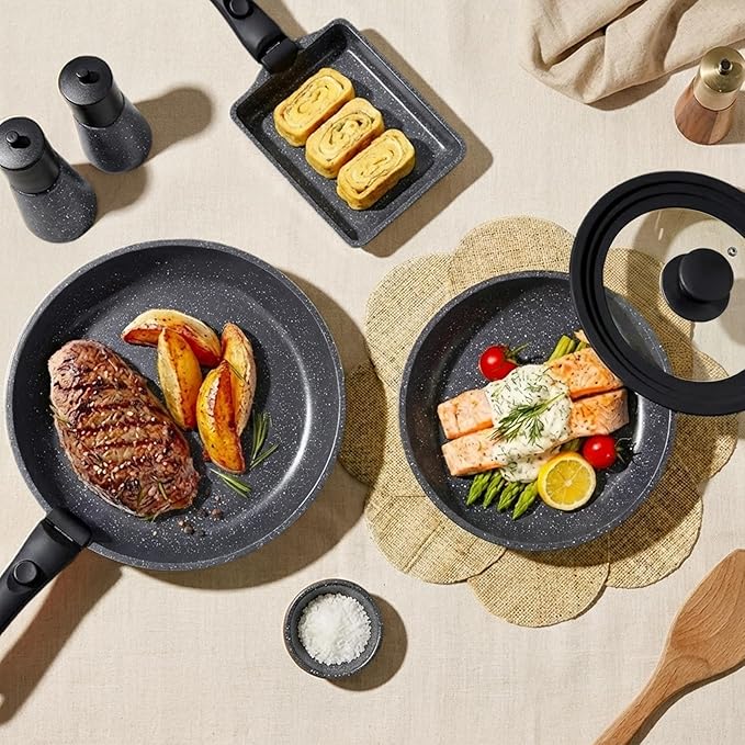 GiPP Ceramic Pots and Pans Set Non Stick Nonstick Detachable Handle Cookware Sets Healthy Non Toxic PFAS PFOA &amp PTFE Free Dishwasher ＆Oven Safe Induction Kitchen Pot and Pan 17 Piece Gray