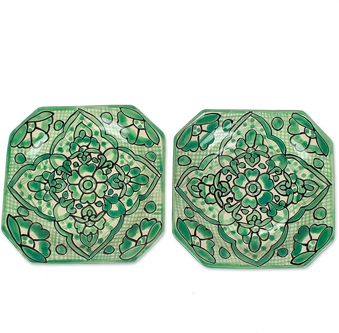 NOVICA Dinner Plates Dinnerware Set From Mexico 'Mexican Blooms'