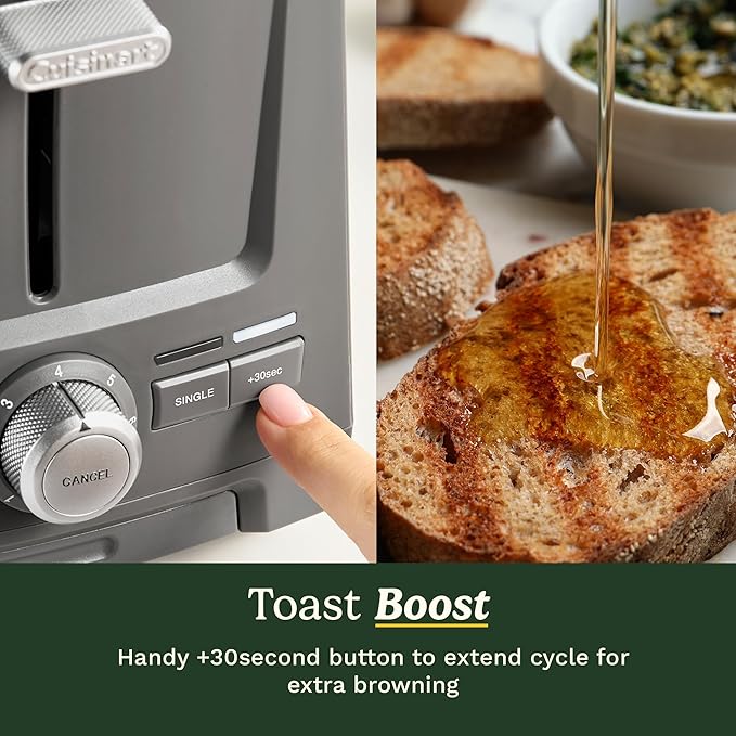Cuisinart Core Collection 2-Slice Toaster | Extra-Long Slots for Artisan Bread | Bagel Setting |High-Lift Quickview™ | Single Slice &amp Defrost Functions | +30sec Toast Boost |Removable Crumb Tray