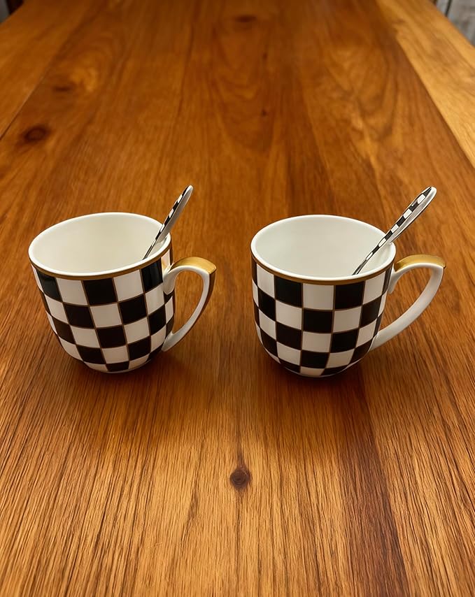 Porlien Checker Dinnerware Sets for 4 &amp Mug Sets for 2