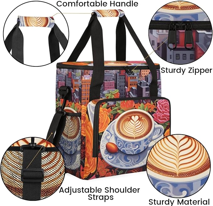 Fresh Brewed Coffee Coffee Maker Travel Bag for Keurig K-Mini/K-Mini Plus Insulated Waterproof Tote with Pockets for K-Cup Portable Single-Serve Brewer Case