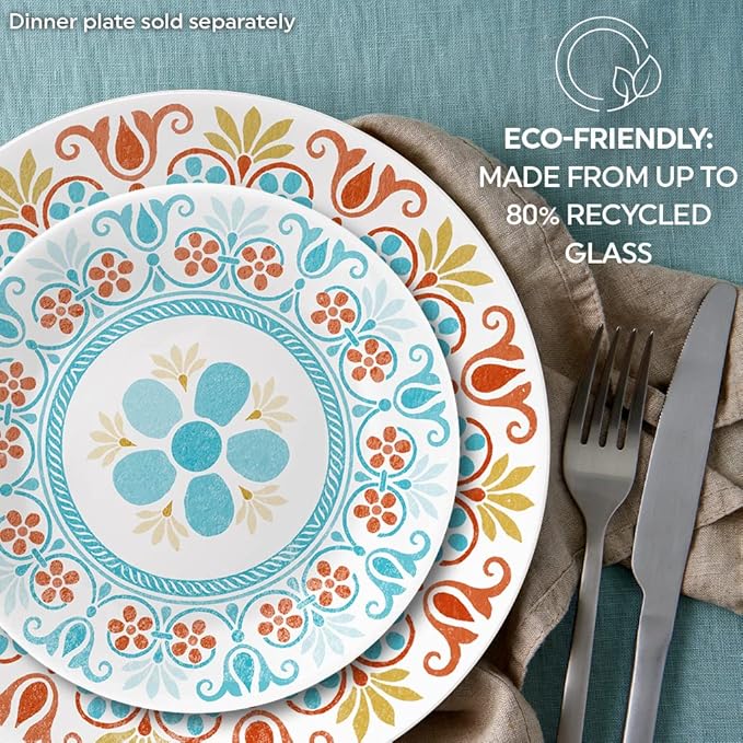 Corelle Vitrelle 6-Piece (6.75) Salad Appetizer Plates Set Triple Layer Glass and Chip Resistant Lightweight Round 6-3/4-inch Plates Terracotta Dreams