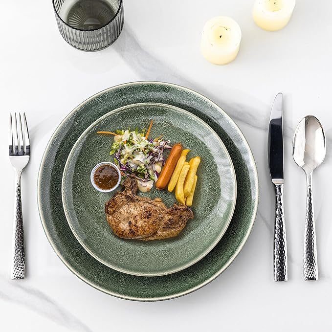 AmorArc Ceramic Dinnerware Sets for 4 12 Pieces Handpainted Plates and Bowls Set with Reactive Glaze Scratch Resistant Stoneware Dishes Set Dishwasher &amp Microwave Safe (16pc)
