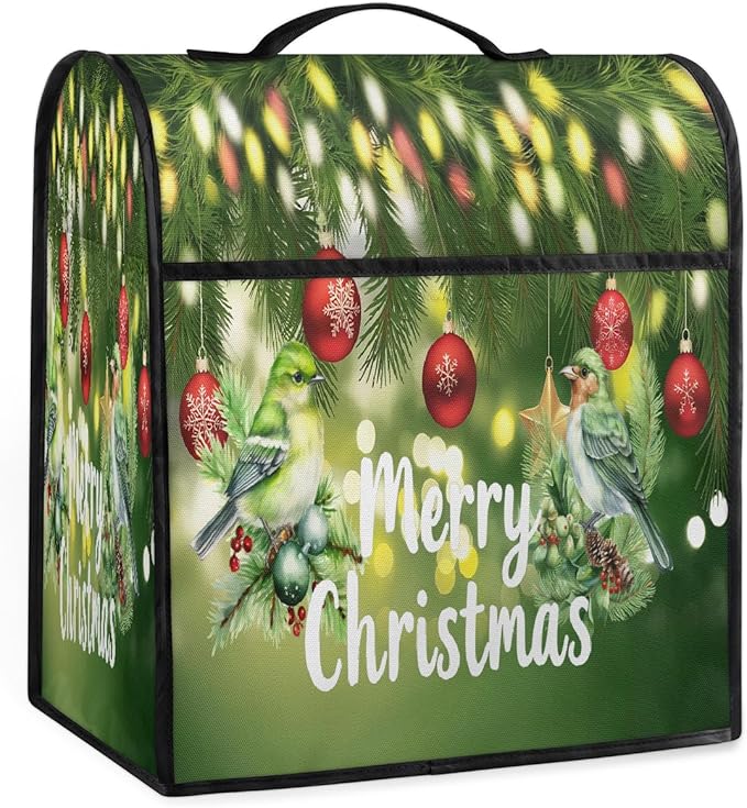 cfpolar Kitchen Aid Mixer Cover Compatible with 6-8 Quarts Christmas Ball Holly Bird Stand Mixer Cover Kitchen Aid Mixers Accessories Appliance Organizer Bag Dust Covers with Zipper Pocket