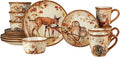Certified International Pine Forest 16 pc Dinnerware Set Service for 4 BROWN