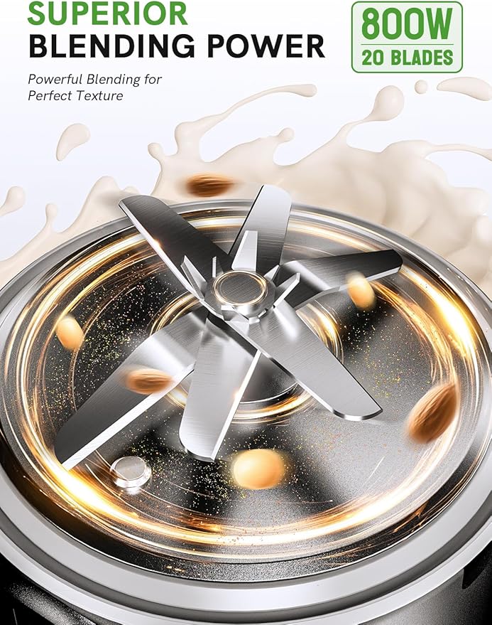 Upgraded 55oz Nut Milk Maker Machine &amp Blender 10-in-1 Homemade Soy Milk Maker with 20 Blades Plant-Based Almond Oat Milk Maker with Auto Clean Delay Start Boil Water Keep Warm 5-6 Cups Bla